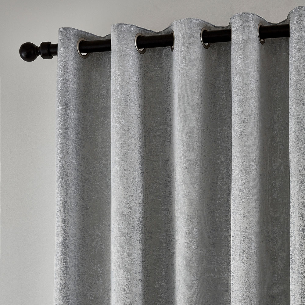 Helena Springfield Roma Lined Silver Eyelet Curtains 168 x 137cm Image 2