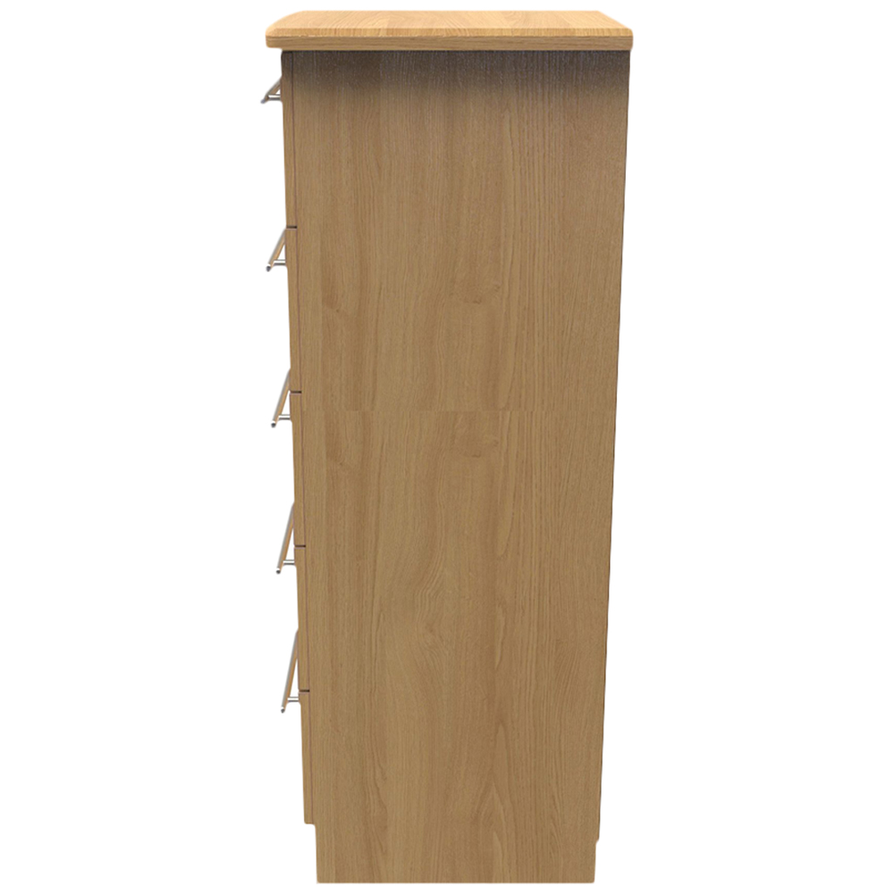 Crowndale Sherwood 5 Drawer Oak Tall Bedside Cabinet Image 3