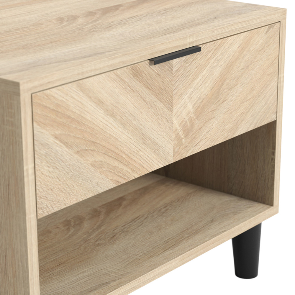 Stockholm Chevron Single Drawer Single Shelf Sonoma Oak Bedside Table Image 7