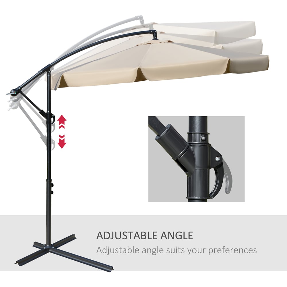 Outsunny Light Brown Cantilever Parasol with Cross Base 2.7m Image 5