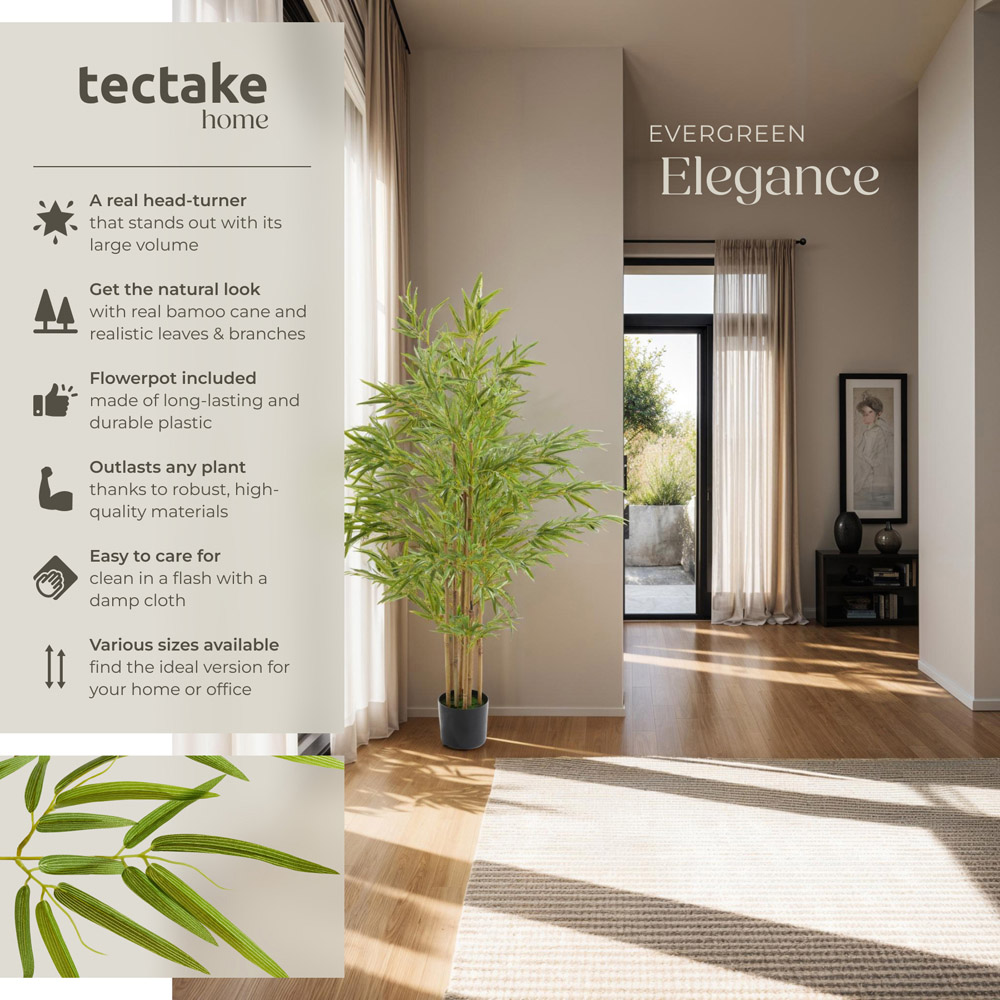 tectake Artificial Bamboo Plant in Pot 150cm Image 6