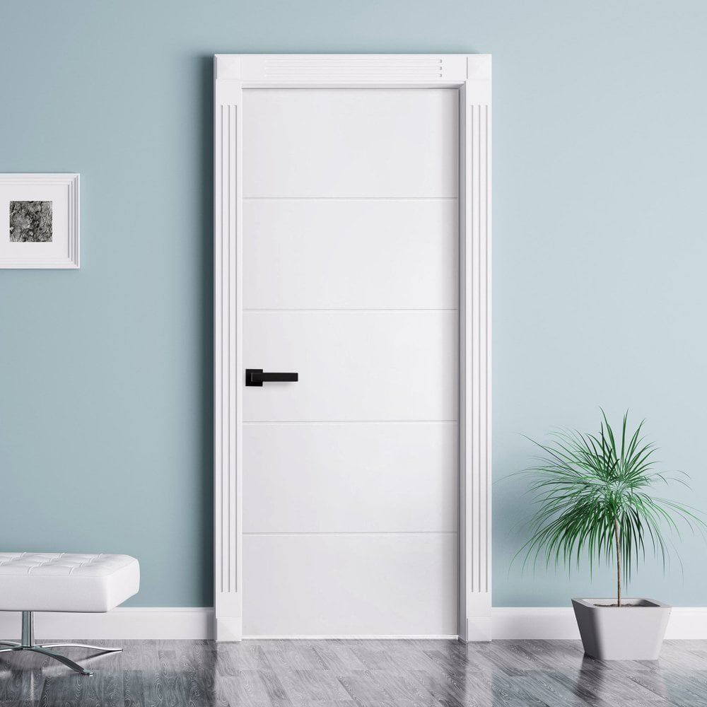 White Moulded Smooth Horizontal 5 Panel Internal Door 2040 x 726 x 35mm Image 2