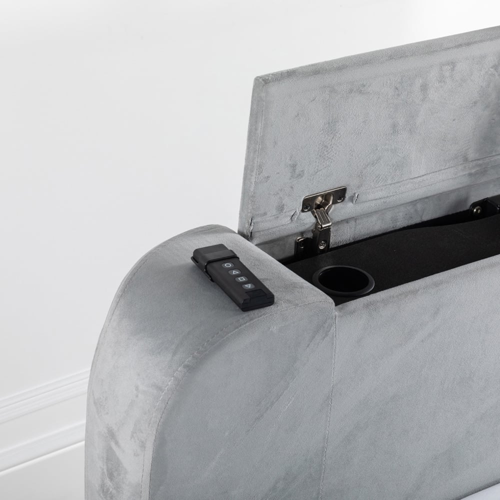 Home Treats Double Velvet Winged Panel Ottoman TV Bed Image 3