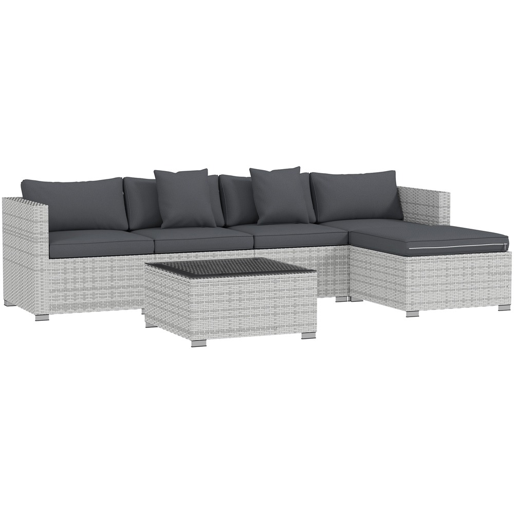 Outsunny 5 Seater Mixed Grey Rattan Corner Sofa Set Image 2