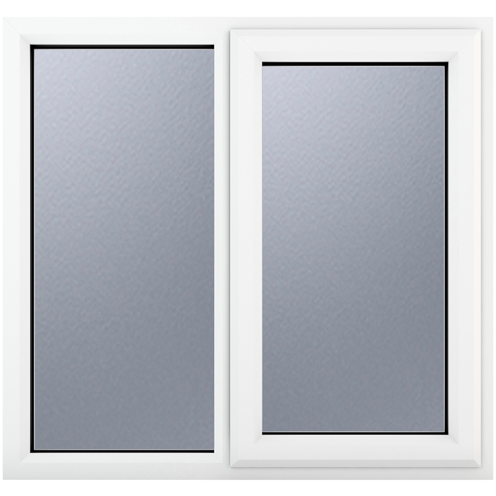 Crystal uPVC Double Glazed Window RH Side Hung Next to a Fixed White Obscure Glass 1190x1190mm Image 1