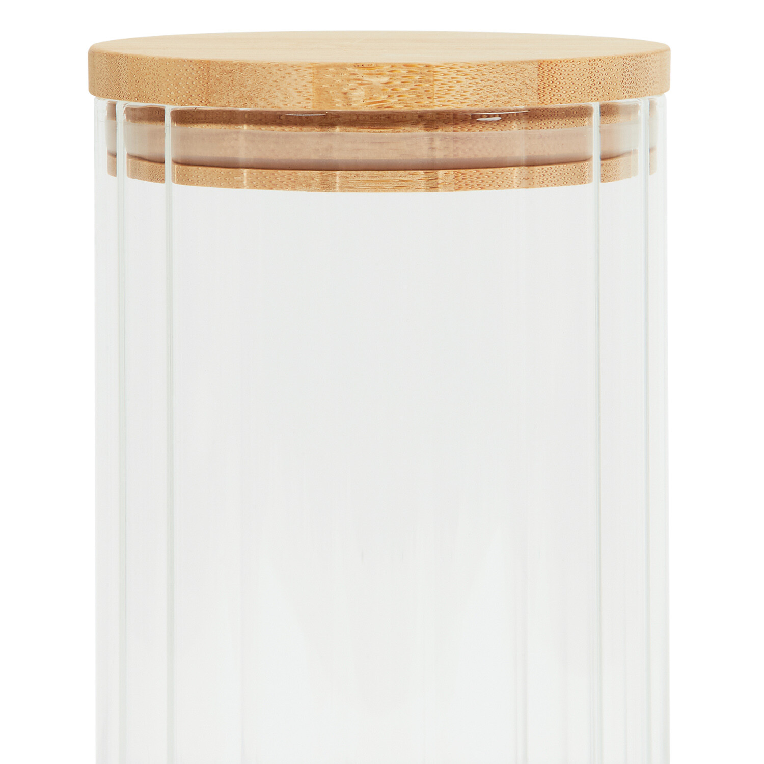 Ribbed Glass Jar with Bamboo Lid - 1l Image 4