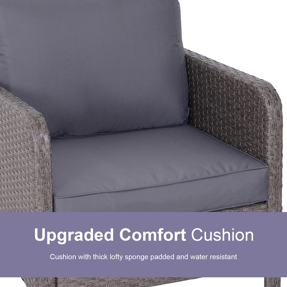 Outsunny 2 Seater Grey Rattan Lounge Set with Foot Stool Image 5