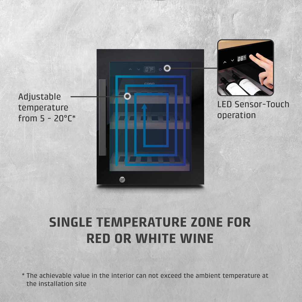 CASO Design WineExclusive 716 Black 12 Bottle Wine Cooler Fridge Image 3