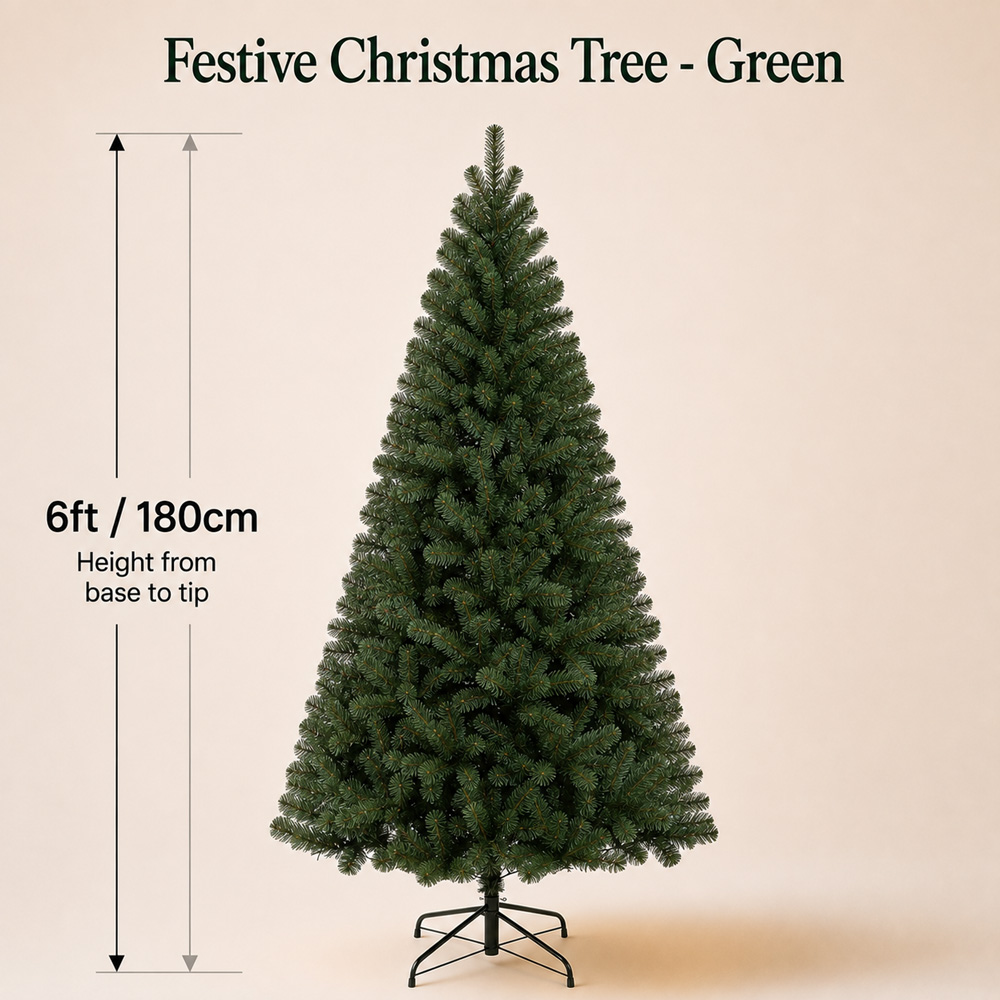 Festive Christmas Green Fir Artificial Christmas Tree 6ft Image 7