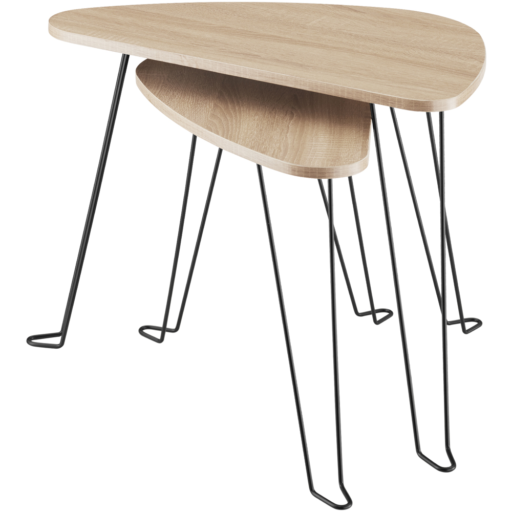 tectake Richmond Light Oak Sonoma Wooden Nest of Tables Set of 2 Image 3