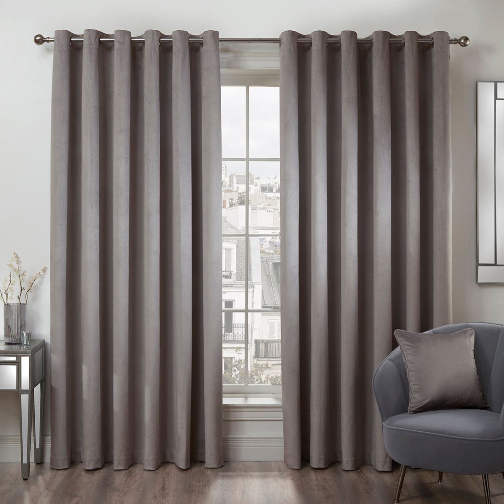Divante Vermont Silver Velvet Blackout Curtains 168 x 137cm Image 6