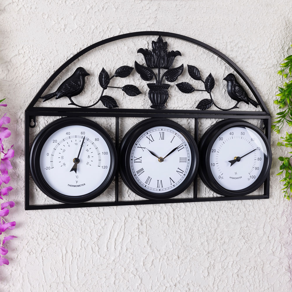Charles Bentley Wall Clock with Thermometer and Hygrometer Image 2