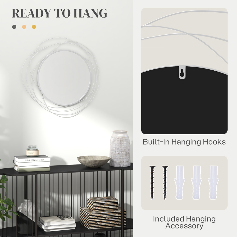 Portland Silver Metal Round Wall Mirror 65 x 65cm Image 7