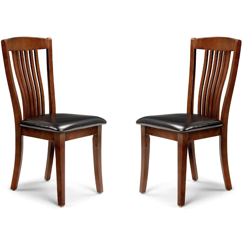 Julian Bowen Canterbury Set of 2 Brown and Mahogany Dining Chair Image 2