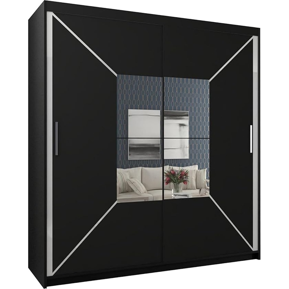 Sliding Wardrobes 4U Nicole 2 Door Black Mirror Wardrobe Image 2