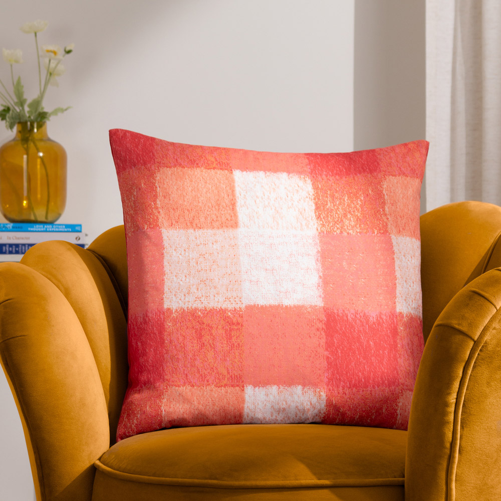 furn. Alma Pink Check Cushion Image 2