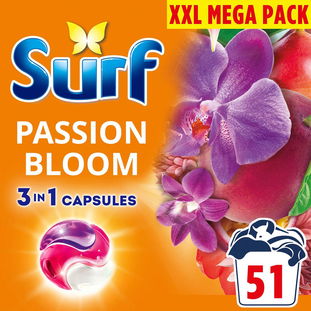 Surf 3 in 1 Passion Bloom Washing Capsules 51 Washes 2 Pack Image 4