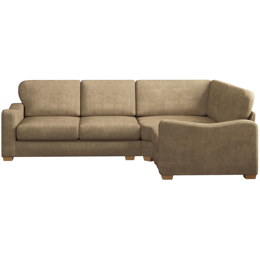 Theadford 3 Seater Mink Plush Velvet Fixed Back Right Hand Corner Sofa Image 3