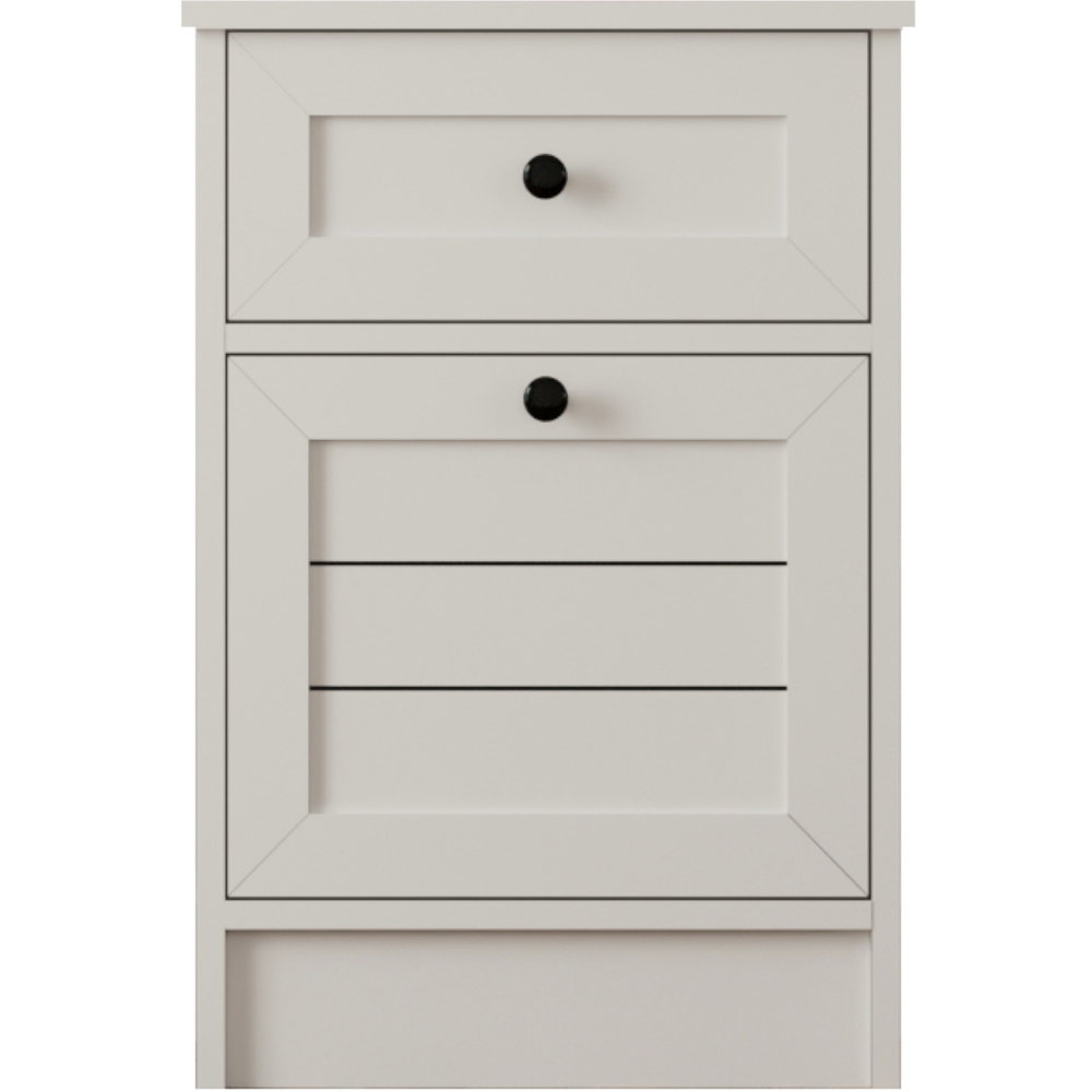 Evu VENICE Single Door Single Drawer Soft White Bedside Table Image 3