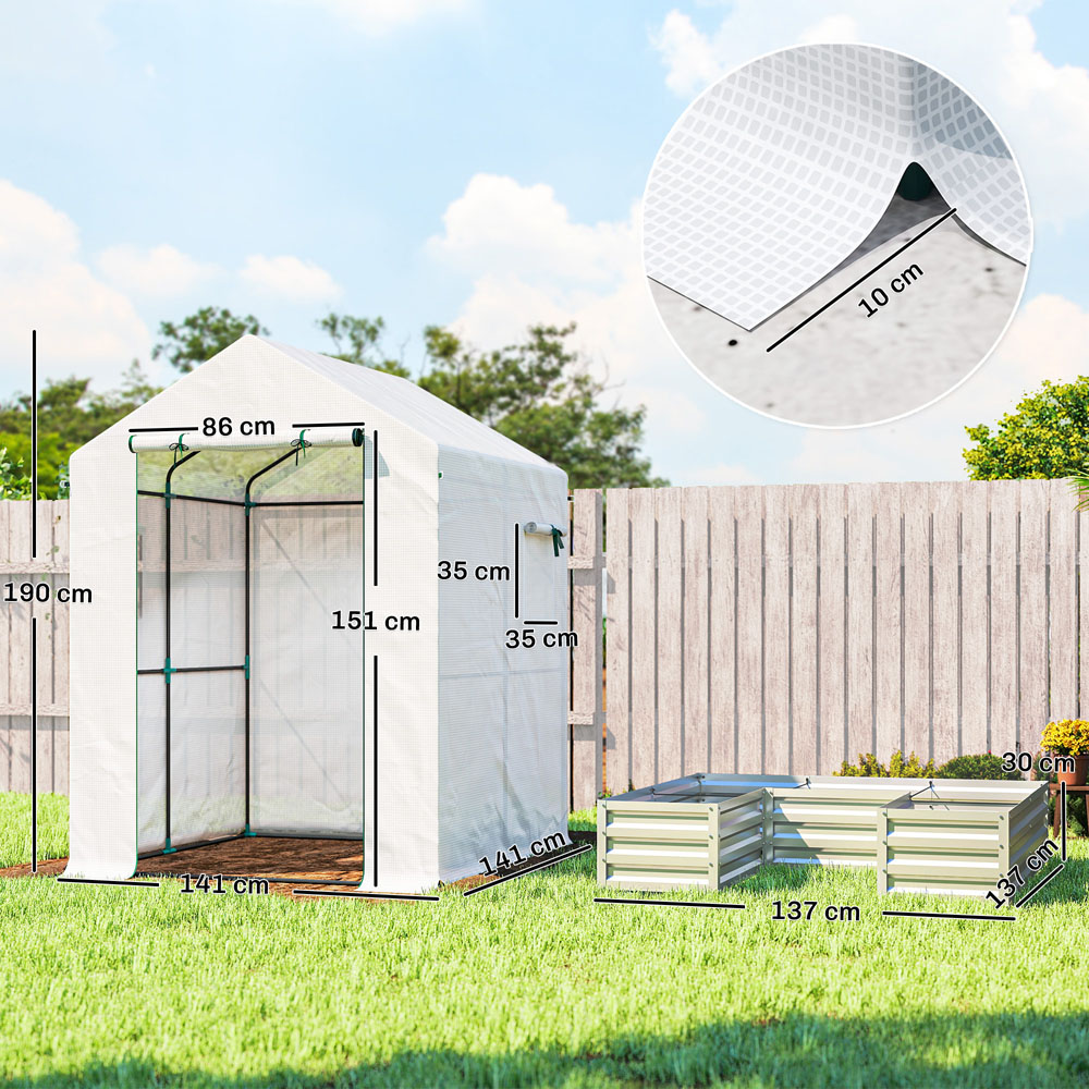 Outsunny White 6.5 x 2.4ft Mini Greenhouse with Roll Up Door Image 9