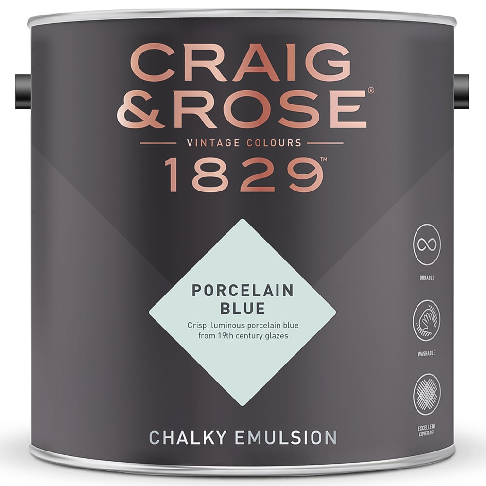 Craig & Rose 1829 Vintage Walls and Ceilings Porcelain Blue Chalky Matt Emulsion Paint 2.5L Image 2