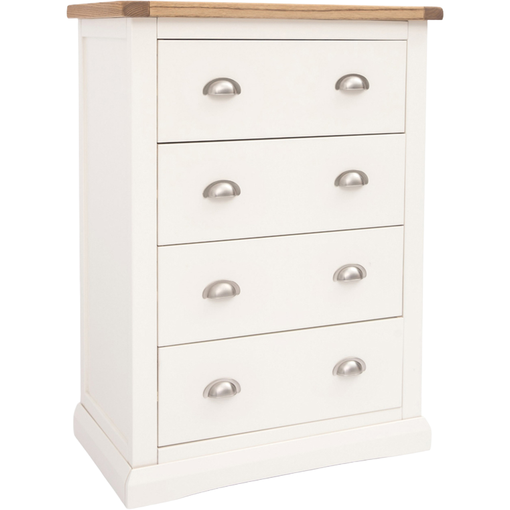 Cabinet Bits Cosenza 4 Drawer Off White Chrome Cup Handle Chest of Drawers Image 3