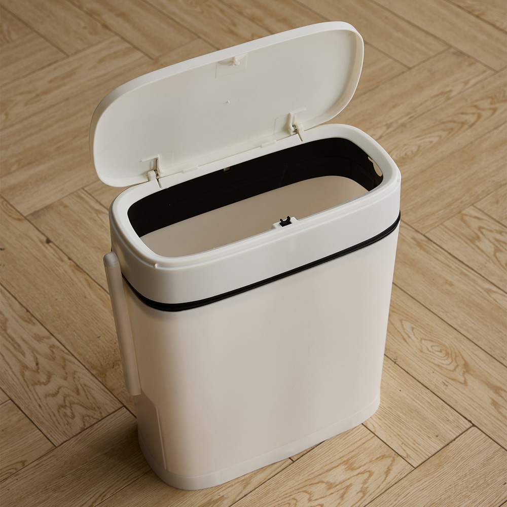 Living and Home 2-in-1 White Toilet Brush and Rubbish Bin Set 12L Image 2