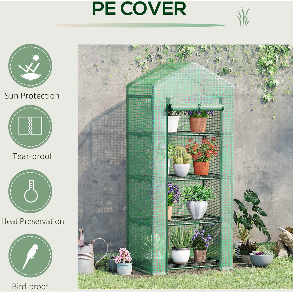 Outsunny Green 2.3 x 1.6ft 4-Tier Mini Greenhouse Image 5