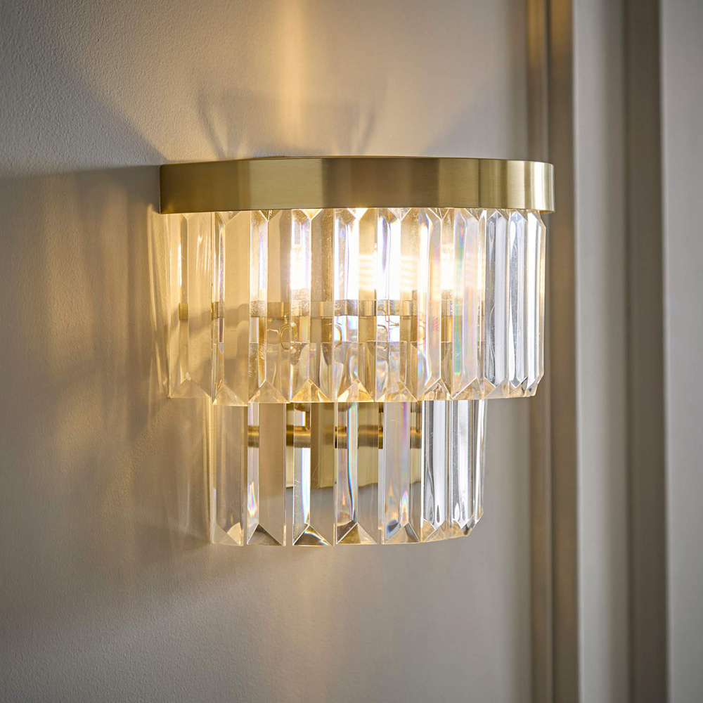 ValueLights Pemberley 2-Tier Gold Acrylic Jewel Wall Light with Bulb Image 5