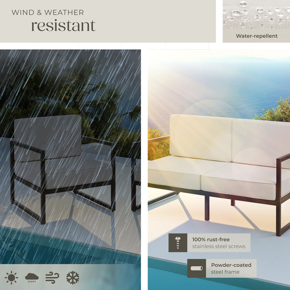 tectake Comosa 4 Seater Garden Sofa Set with Cushion Image 7