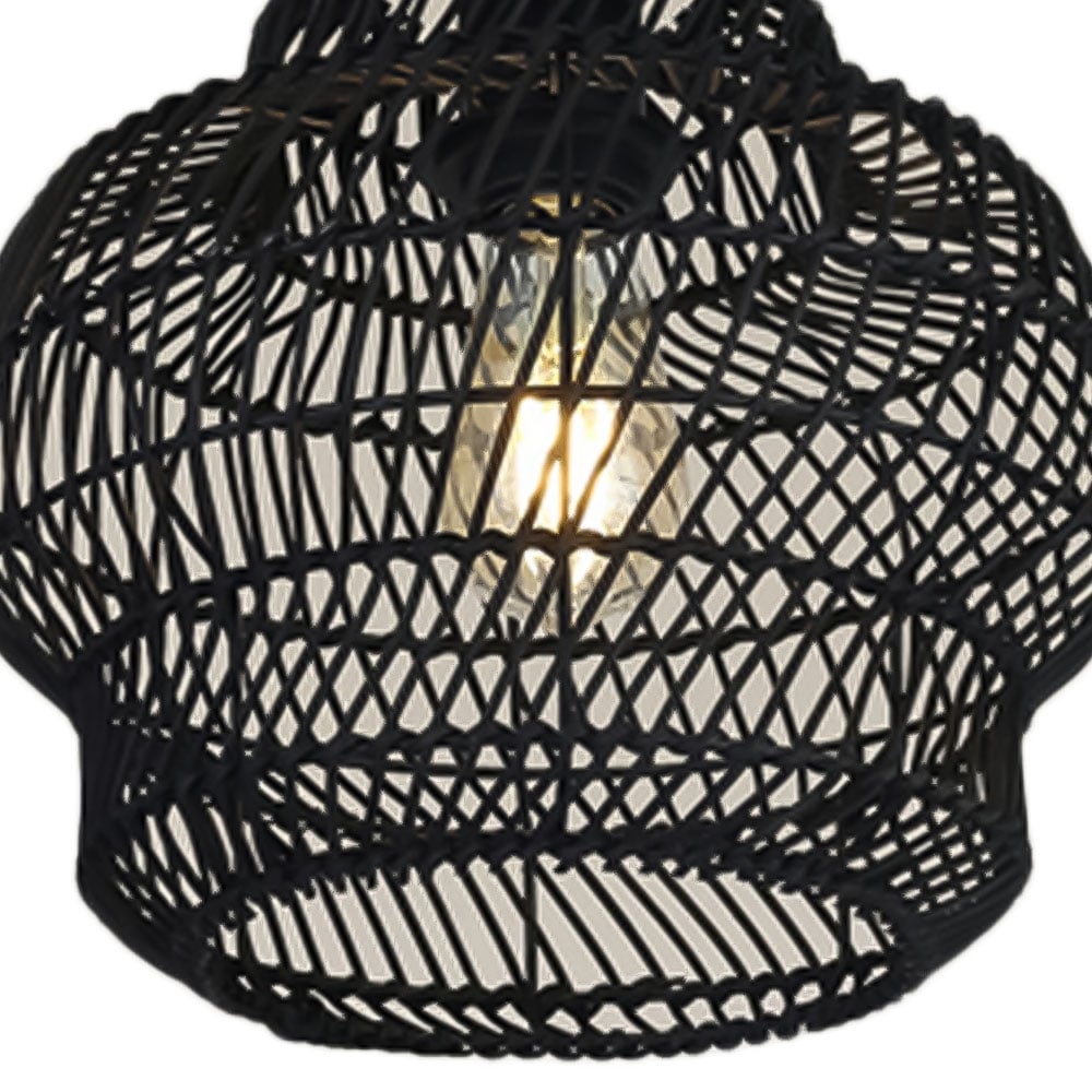Thistle Black Rattan Pendant - Black Image 3
