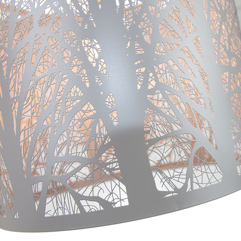 Happy Homewares Soft Grey Metal Forest Design Pendant Shade Image 3