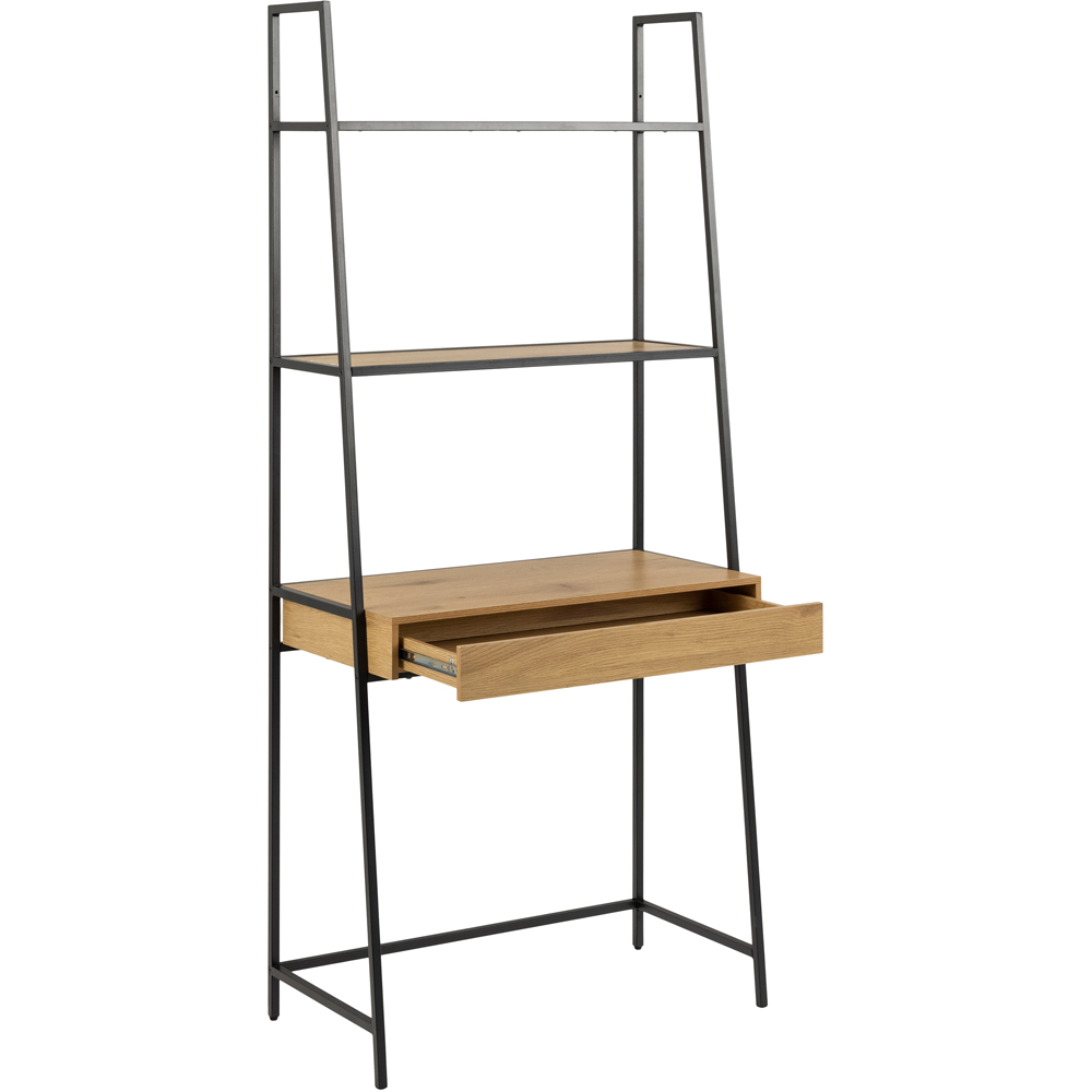 Florence Seaford Single Drawer 3 Shelf Oak and Black Bookcase Image 5