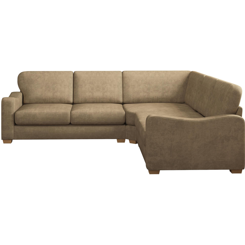 Theadford 4 Seater Mink Plush Velvet Fixed Back Corner Sofa Image 3