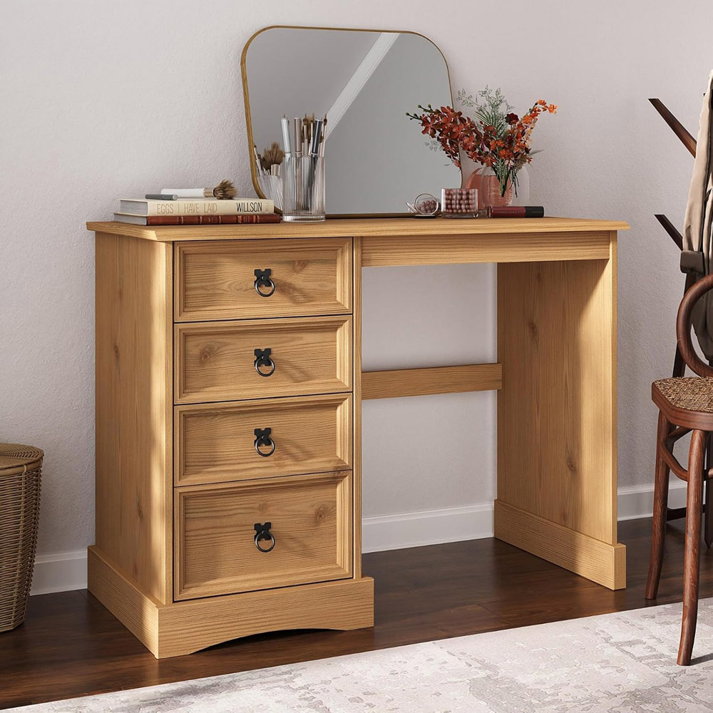 Mews Corona 4 Drawer Waxed Pine Dressing Table Image 7