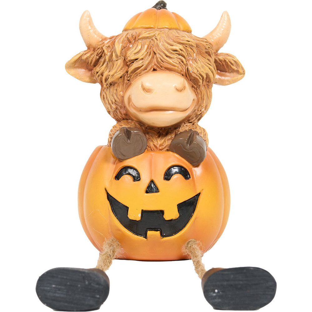 Halloween Sitting Highland Cow Decoration Image 2
