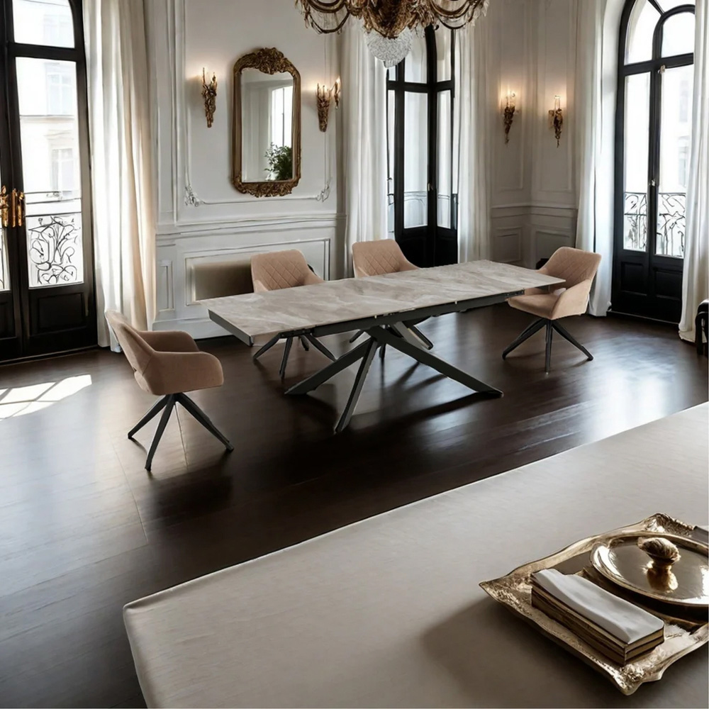 DS Living Zaira 6 Seater Dining Table White With Black Vein Image 6