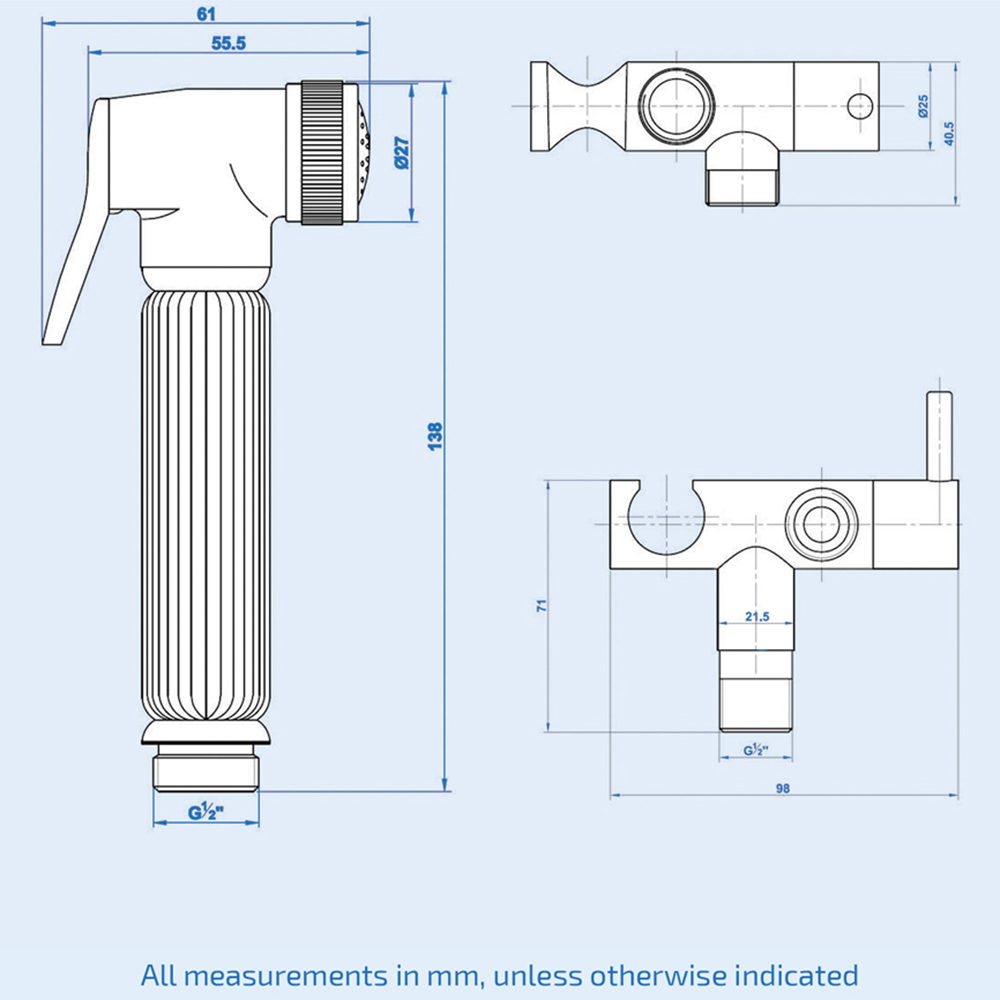 Nes Home Chrome Luxury Douche Kit with Integrated Shut Off Valve and Holder Image 4