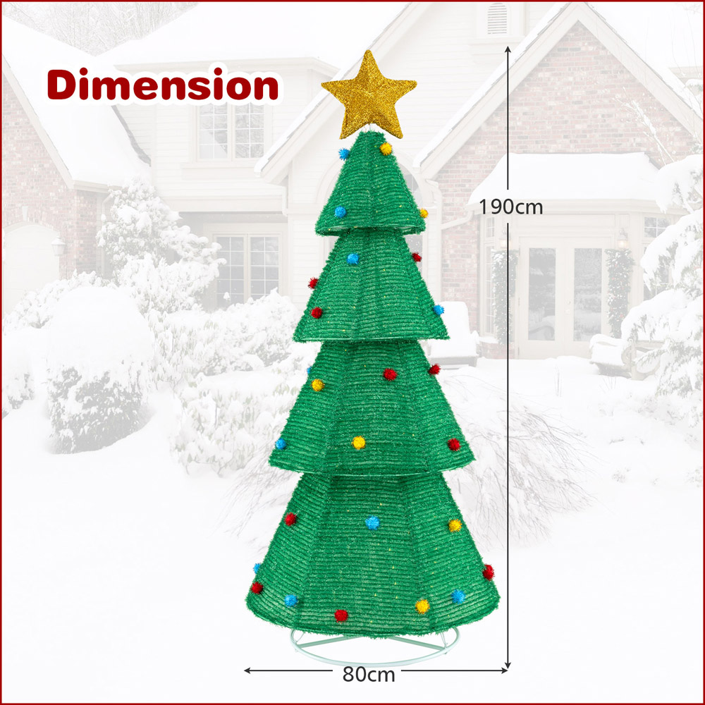 Costway 200 Warm LED Collapsible Pre-Lit Artificial Christmas Tree 6ft Image 9