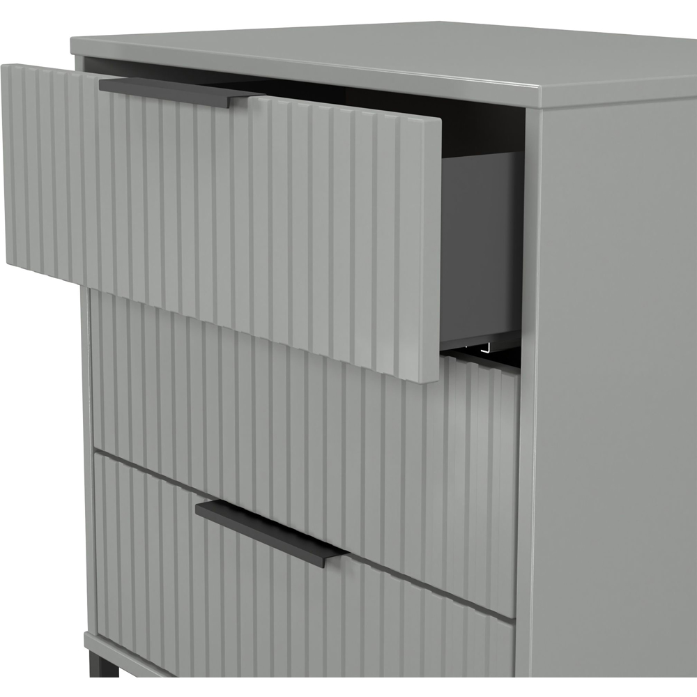 Crowndale Fluted 3 Drawer Dusk Grey Midi Chest of Drawers Ready Assembled Image 6