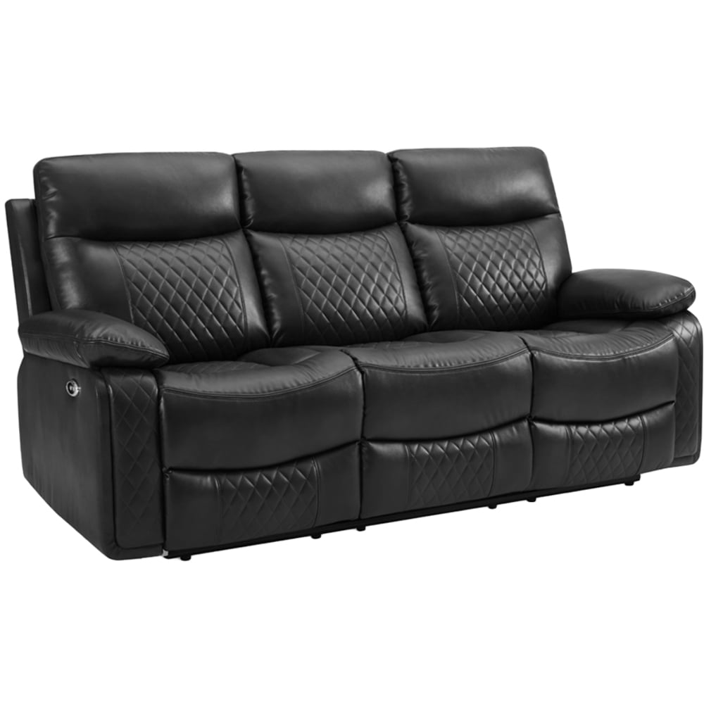 Home Detail Carson 3 Seater Black Faux Leather Electric Recliner Sofa Image 2