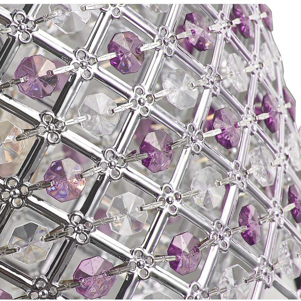 Happy Homewares Sparkly Clear and Purple Beads Ceiling Pendant Shade Image 3