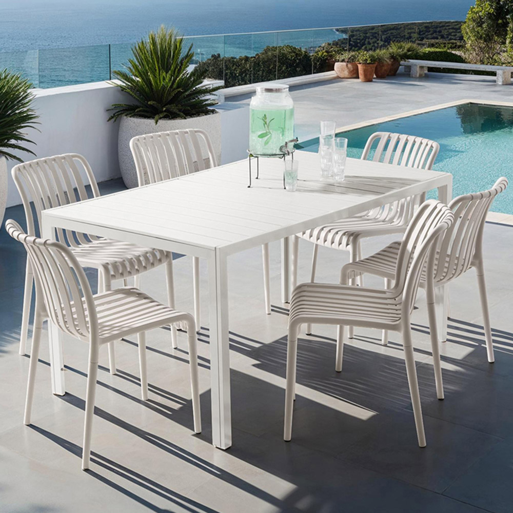 tectake Alcudia Set of 6 Taupe Stackable Garden Chair Image 1