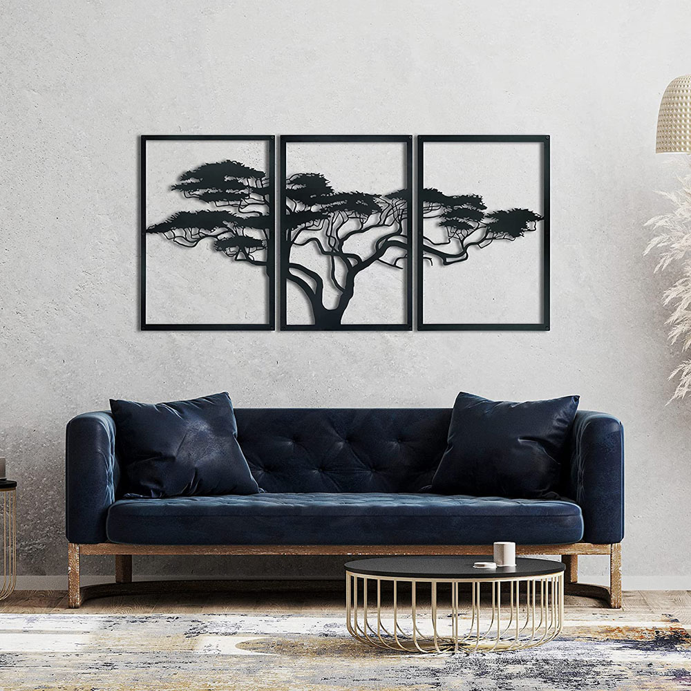 Decortie 3 Piece African Tree Silhouette Metal Wall Decor Set Image 2