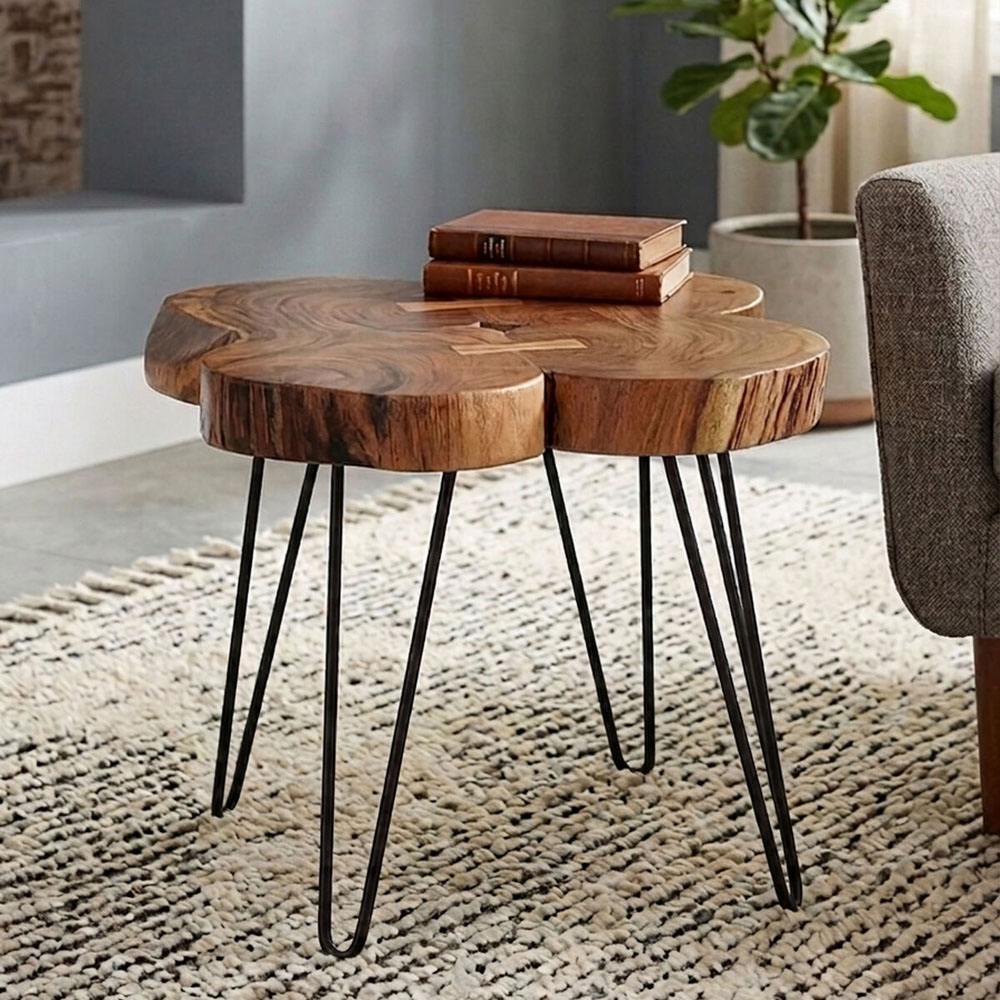 Premier Housewares Acacia Wood Bow-Shaped Side Table Image 3