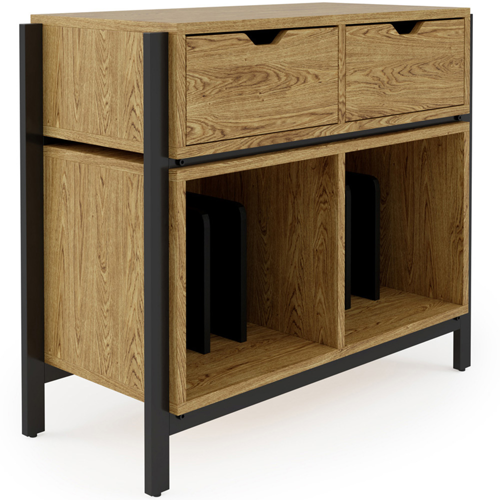 Dorel Louisiana 2 Drawer Warm Oak Turntable Stand Image 2
