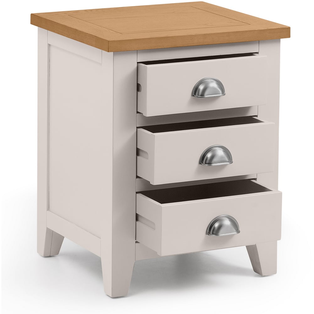 Julian Bowen Richmond 3 Drawer Grey and Oak Bedside Table Image 3