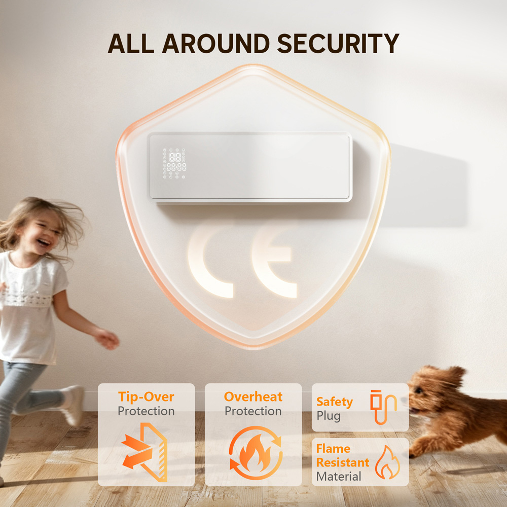 HOMCOM White Ceramic Wall Mounted Electric Heater with Fan 2000W Image 3