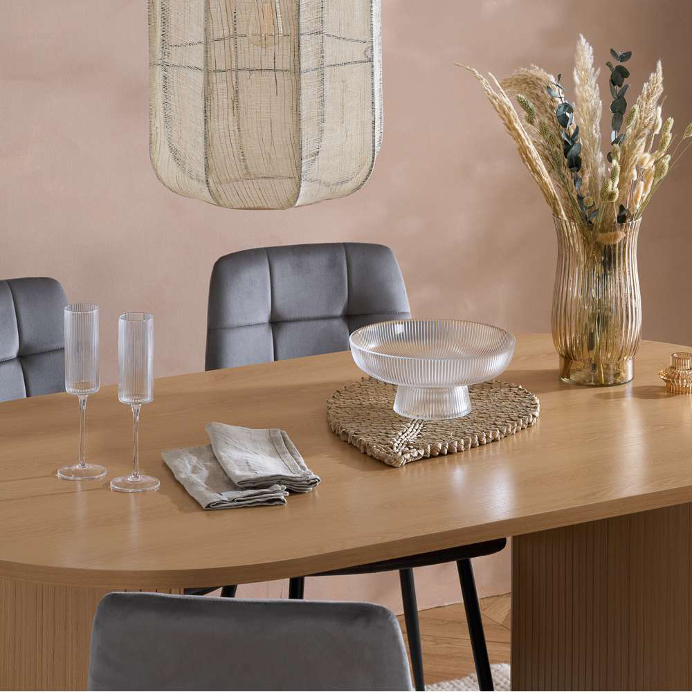 Birlea Axel 4 Seater Oval Fluted Dining Set Brown Image 6