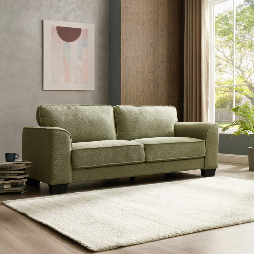 Home Detail Jada 3 Seater Sage Green Boucle Sofa Image 8